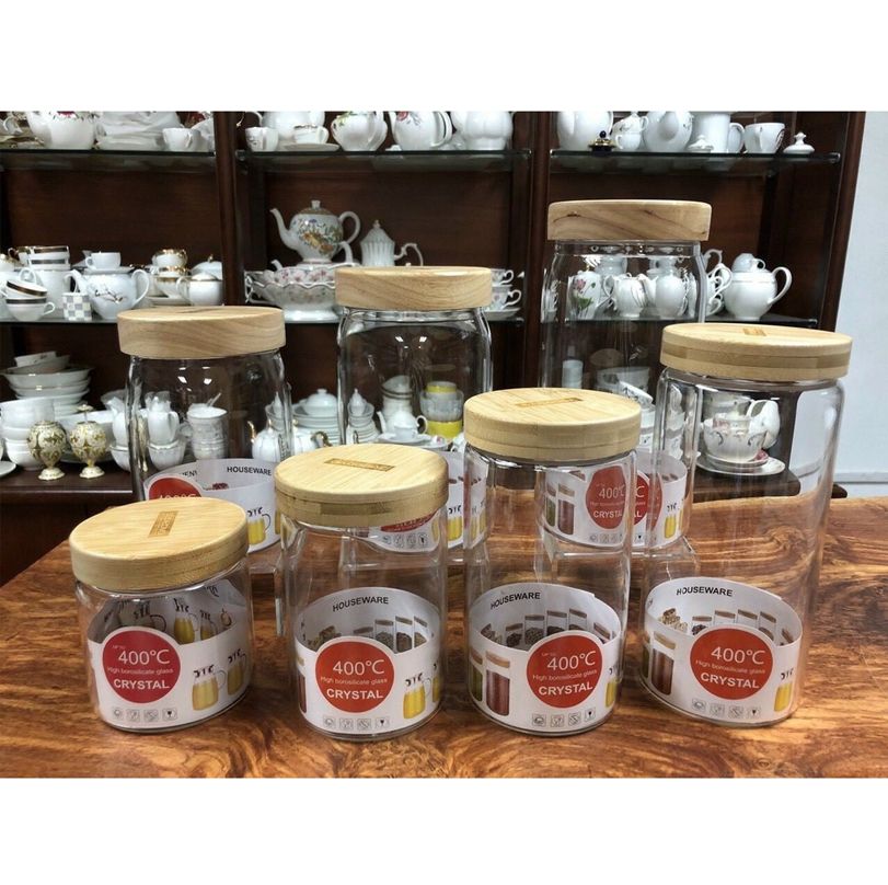 Bộ 05 hũ thủy tinh nắp Inox 