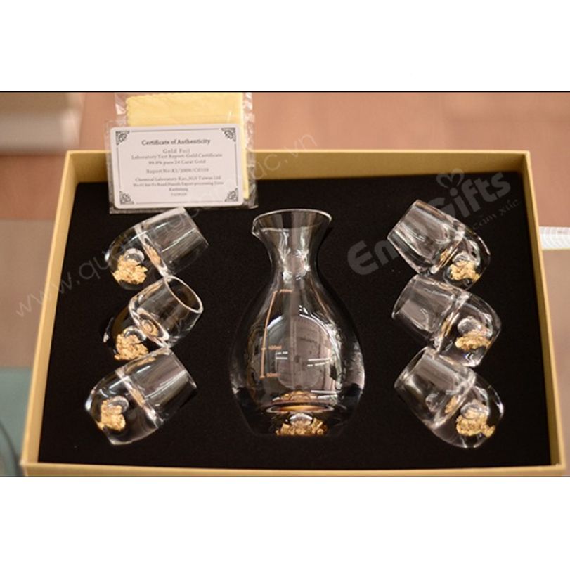 Bộ ly uống rượu mạnh dát vàng 