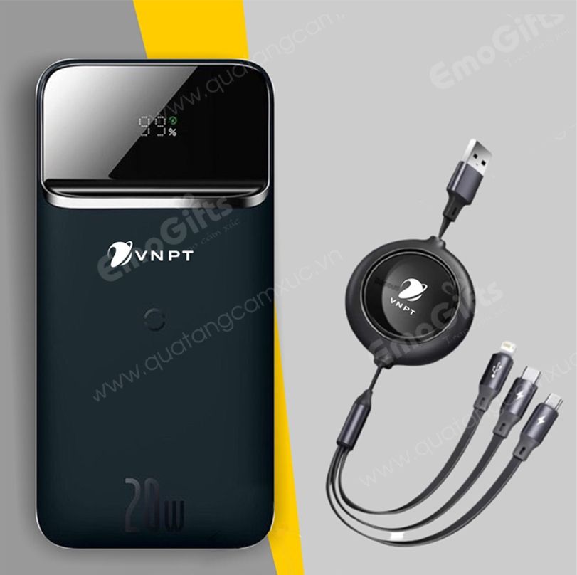 Sét pin sạc không dây + cáp dây rút 3 in 1 