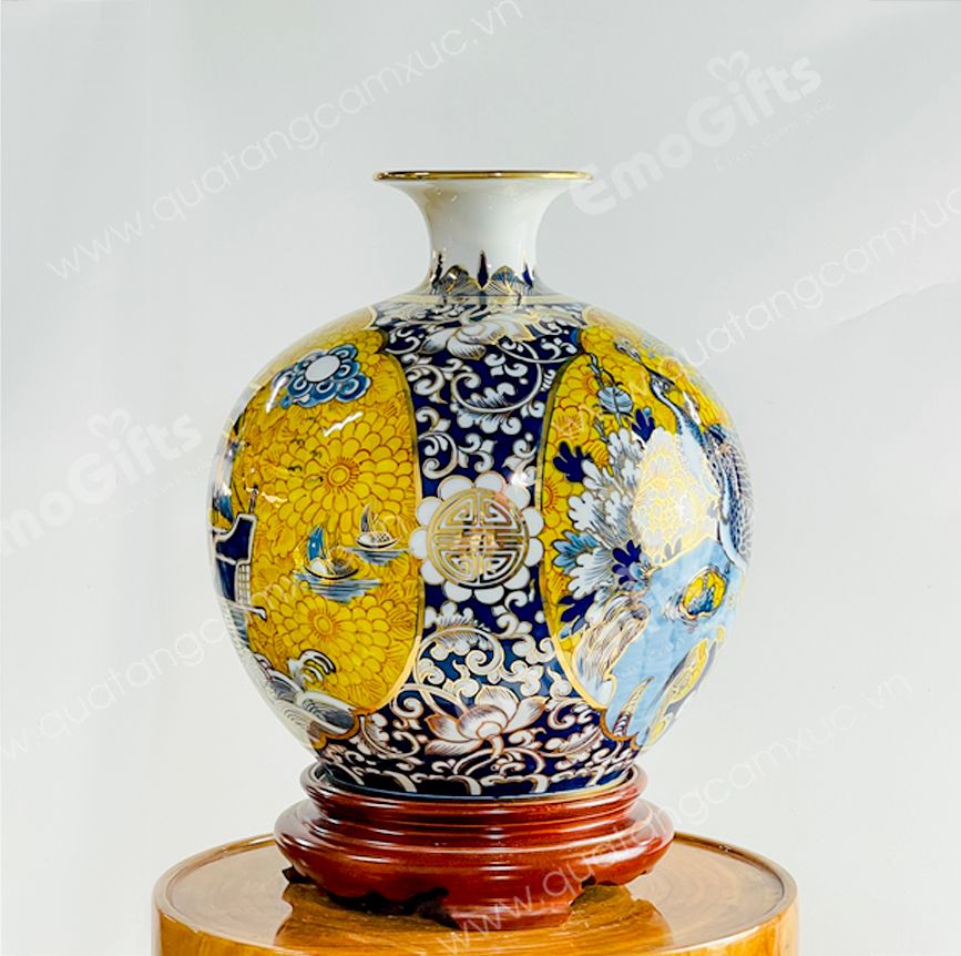 Bình hút lộc vẽ vàng tiểu cảnh 