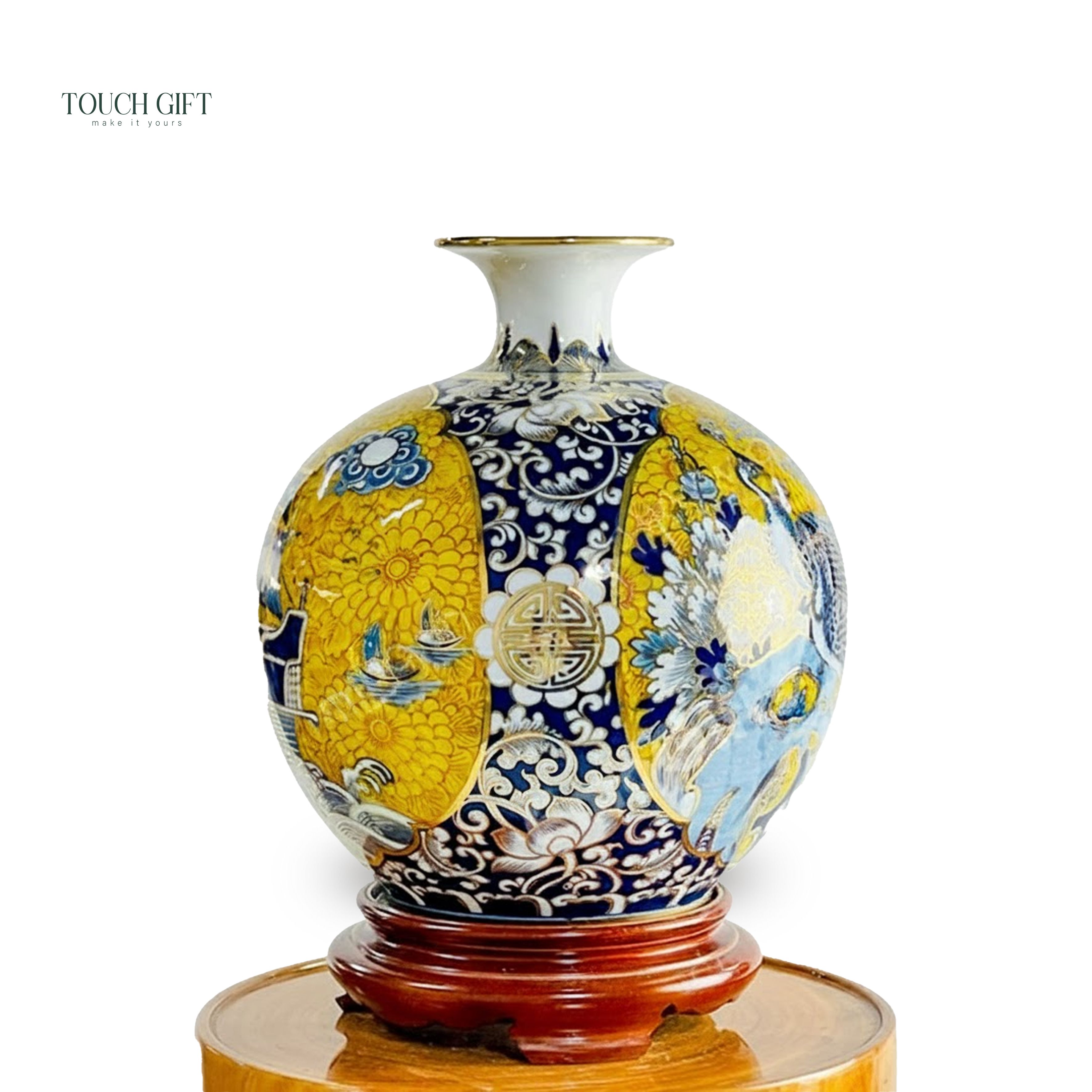 Bình hút lộc vẽ vàng tiểu cảnh 