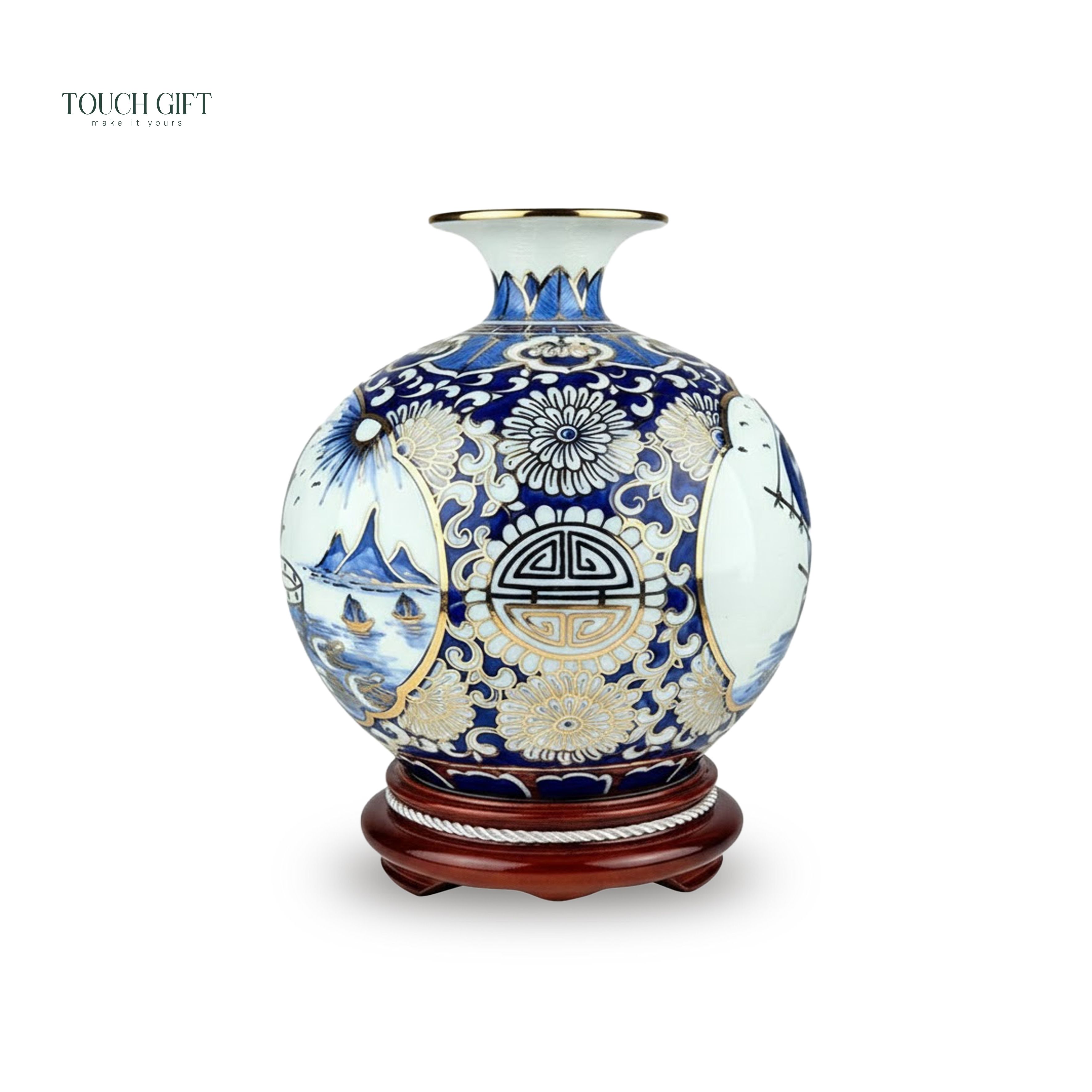 Bình hút lộc vẽ vàng tiểu cảnh  