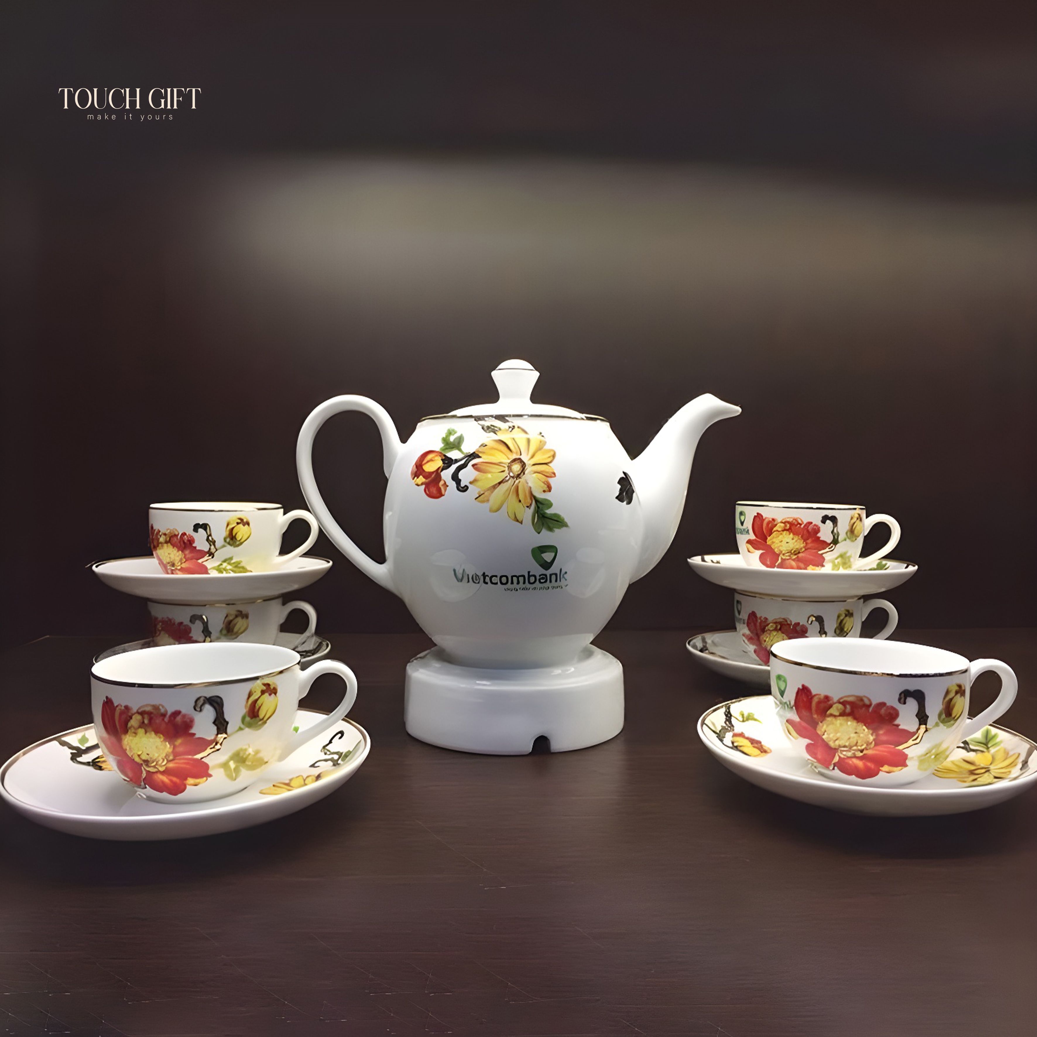 BỘ TRÀ SỨ BÁT TRÀNG VẼ HOA VĂN BT02